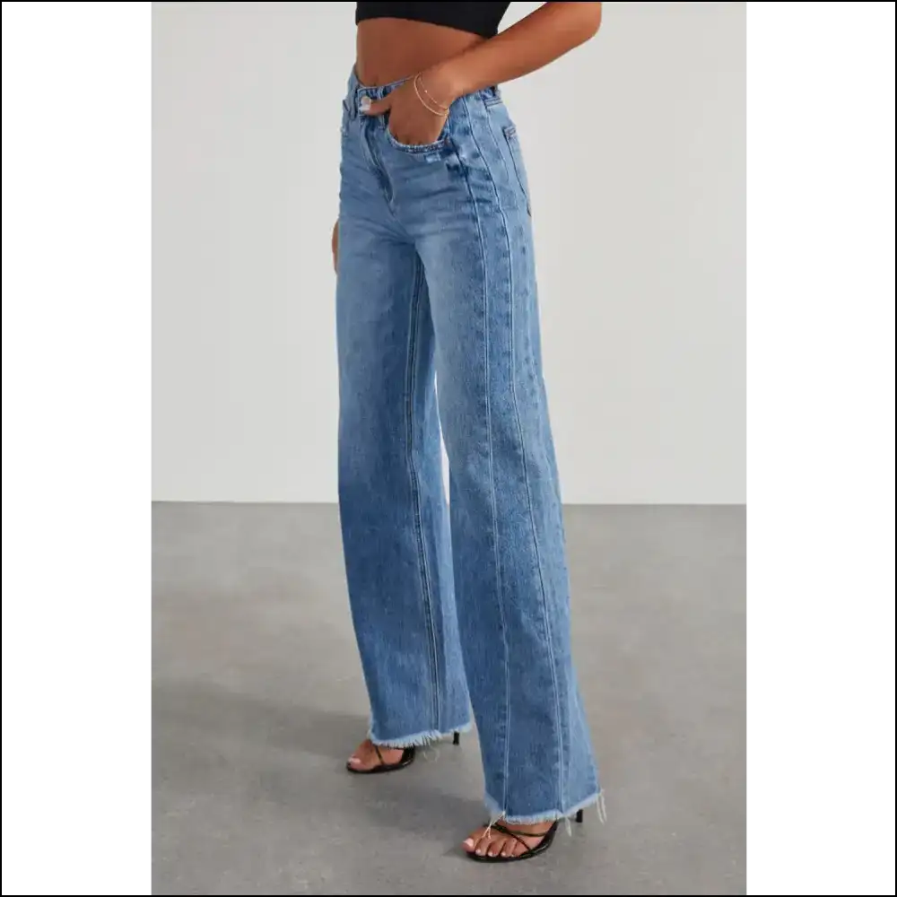 Rock your Look with Needful Things Raw Hem Wide Leg Jeans—glam Could Kill! 😂👖✨ - Jeans on Sale Worldwide Shipping
