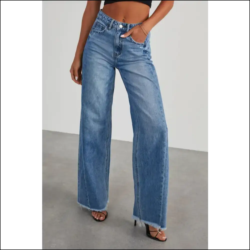 Rock your Look with Needful Things Raw Hem Wide Leg Jeans—glam Could Kill! 😂👖✨ - Jeans on Sale Worldwide Shipping