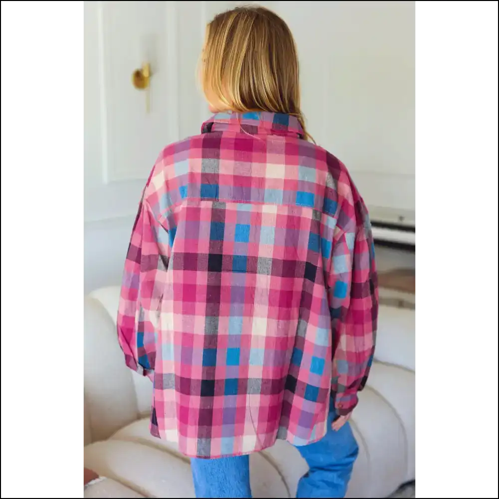 Rose Checkered Size Button-up Shirt: Curves! đš Needful Things Womenâs Fashion - Plus Tops on Sale Worldwide Shipping