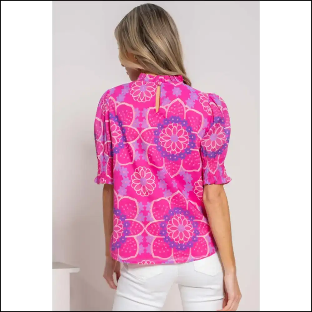 Rose Floral Print Frill Neck: Needful Things’ Blouse so Cute it Hurts 🌹 - Blouses on Sale Worldwide Shipping