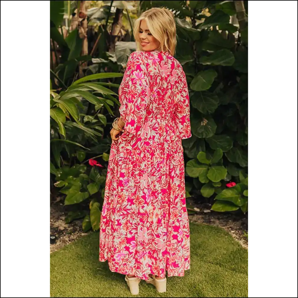 Rose Floral v Neck Boho Maxi Dress: Finally a Dress that Fits! πΉπ Needful Things - Plus Size Dresses on Sale Worldwide Shipping