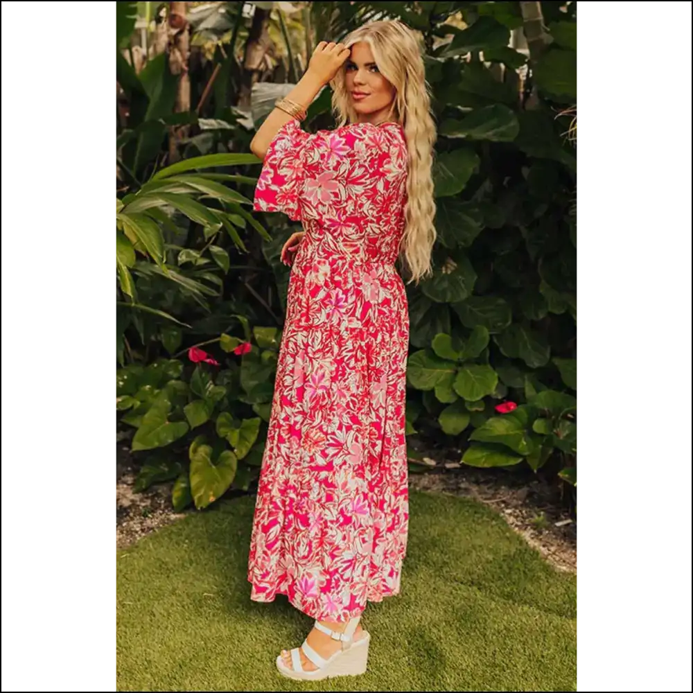 Rose Floral v Neck Boho Maxi Dress: Finally a Dress that Fits! πΉπ Needful Things - Plus Size Dresses on Sale Worldwide Shipping