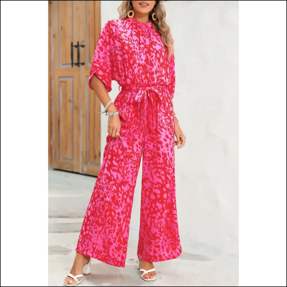 Rose Leopard Print Jumpsuit: One-piece Wonder 🐆🌹 Needful Things - s - Jumpsuits & Rompers on Sale Worldwide Shipping