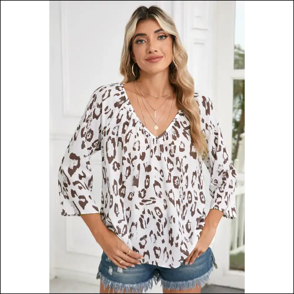 Rose Leopard Print: Needful Things Diva Top ππΉ - Khaki / s - Blouses on Sale Worldwide Shipping