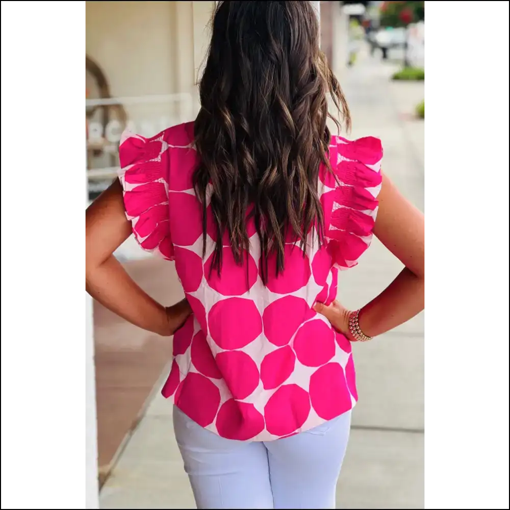 Rose Polka Dot Top so Cute it Hurts - Blouses on Sale Worldwide Shipping