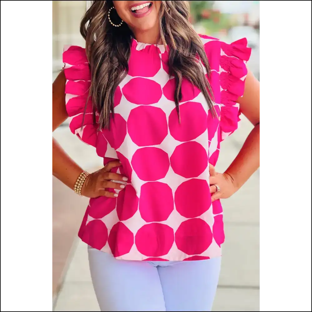 Rose Polka Dot Top so Cute it Hurts - s - Blouses on Sale Worldwide Shipping
