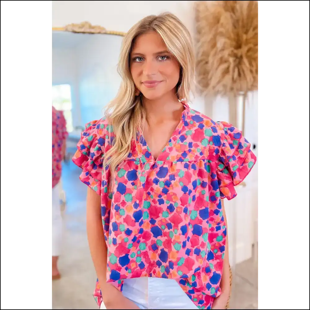 Rose Red Abstract Print: Blouse so Good It’s Basically Illegal 🌹 Needful Things - Blouses on Sale Worldwide Shipping