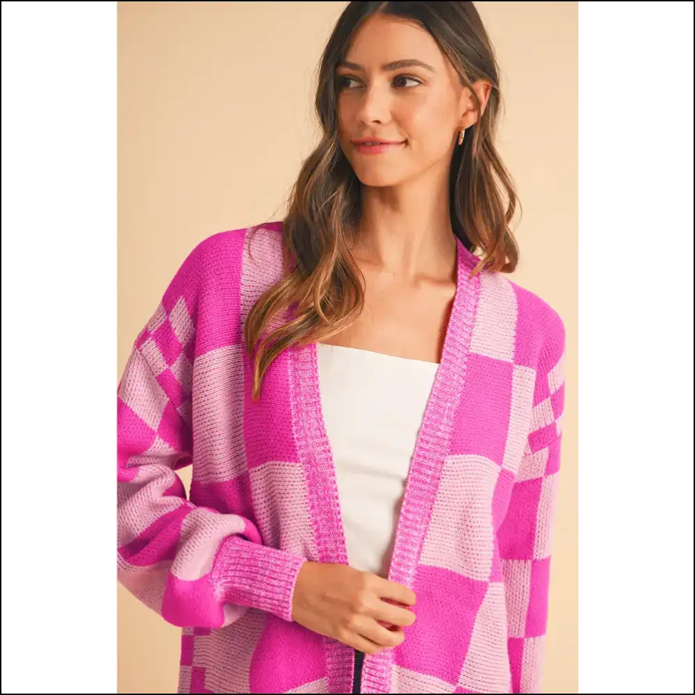 Rose Red Checkered Cardigan: Gramma Chic Gone Wild ๐น Needful Things - Cardigans on Sale Worldwide Shipping