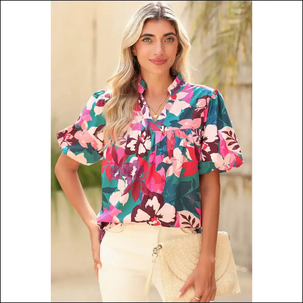 Rose Red Floral Blouse: Needful Things 🌹🔥 Dressed to Kill! - s - Blouses on Sale Worldwide Shipping