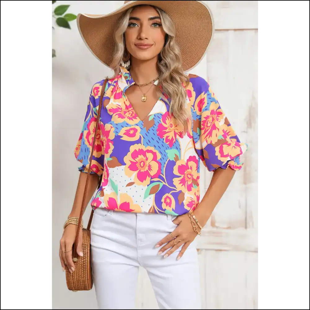Rose Red Floral Frilled Fabulousness Incoming - Blouses on Sale Worldwide Shipping