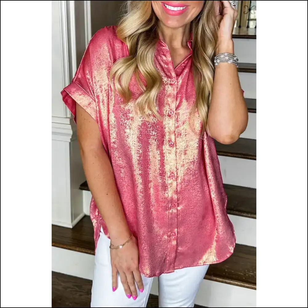 Rose Red Metallic Sheen: Warning May Cause Spontaneous Diva Outbursts 🚨 Needful Things - Blouses on Sale Worldwide Shipping
