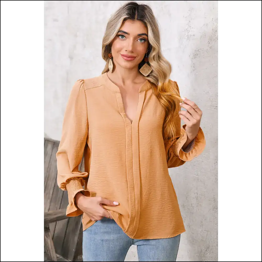 Rose Red Notch v Neck Blouse Instant Diva - Blouses on Sale Worldwide Shipping