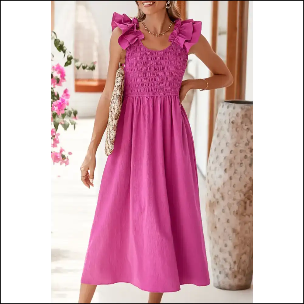 Rose Red Smocked Midi Dress: so Good Itโs Almost Illegal ๐ Needful Things - s - Dresses on Sale Worldwide Shipping