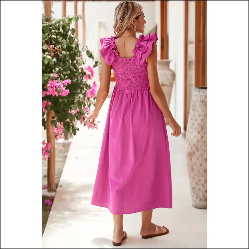 Rose Red Smocked Midi Dress: so Good Itโs Almost Illegal ๐ Needful Things - Dresses on Sale Worldwide Shipping