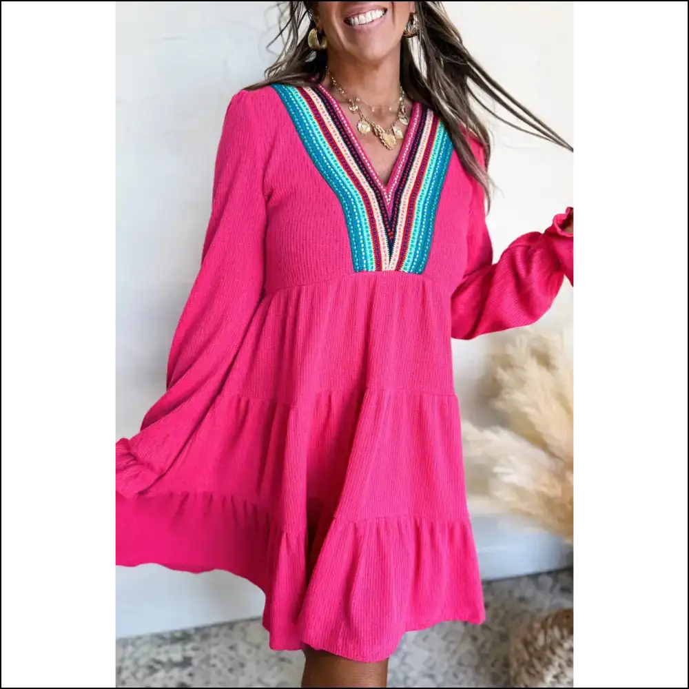 Rose Red Striped Dress: Runway Ready (even if Clumsy ๐) - s - Short Dresses on Sale Worldwide Shipping