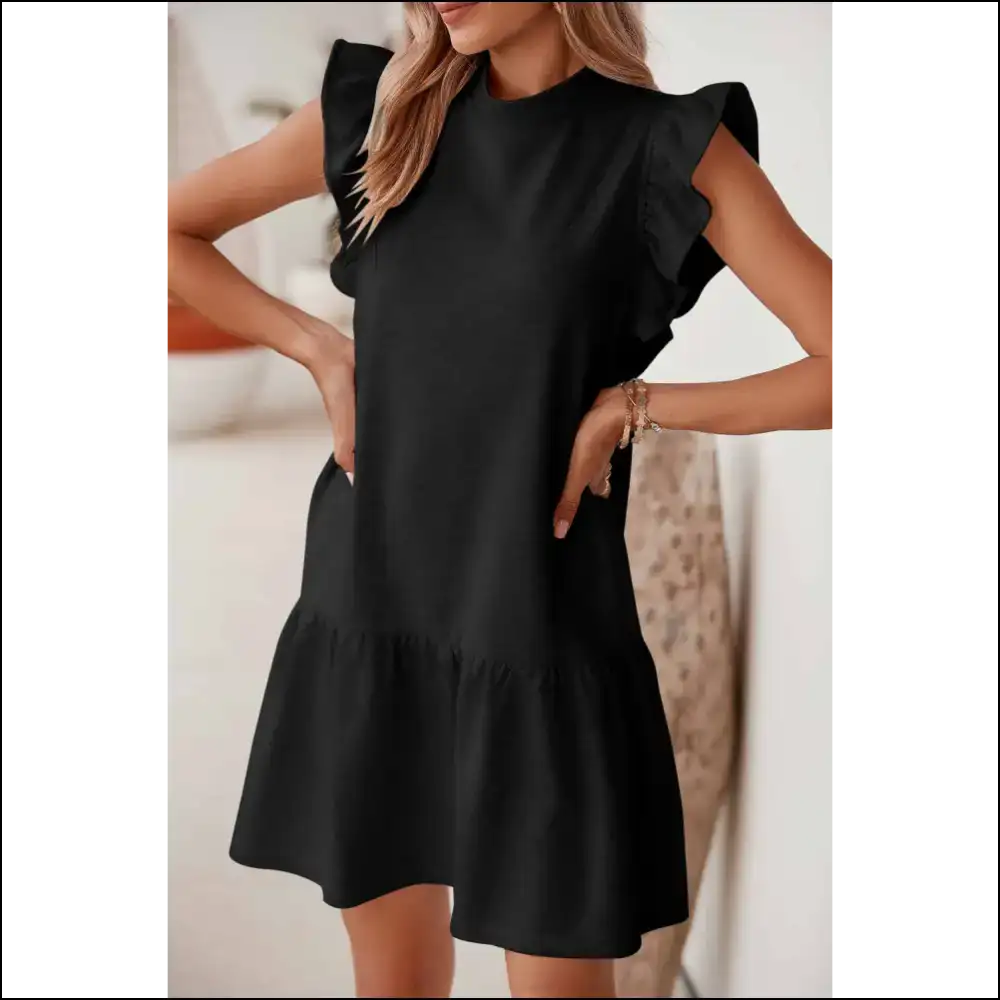 Ruffle Hem Mini Dress: so Soft Itโs Practically Illegal! ๐ Needful Things - Black / s - Short Dresses on Sale Worldwide Shipping