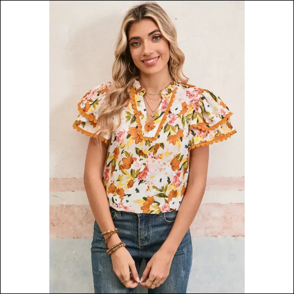 Russet Orange Floral: from Frumpy to Femme Fatale 🧡 Needful Things - Blouses on Sale Worldwide Shipping