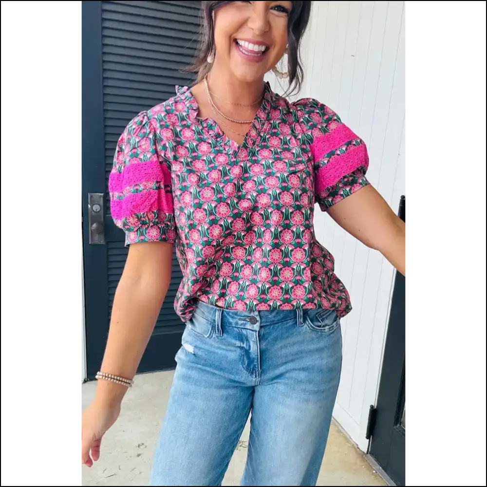 Sachet Pink Frill V-neck Top Because Adulting is Hard Enough - Blouses on Sale Worldwide Shipping
