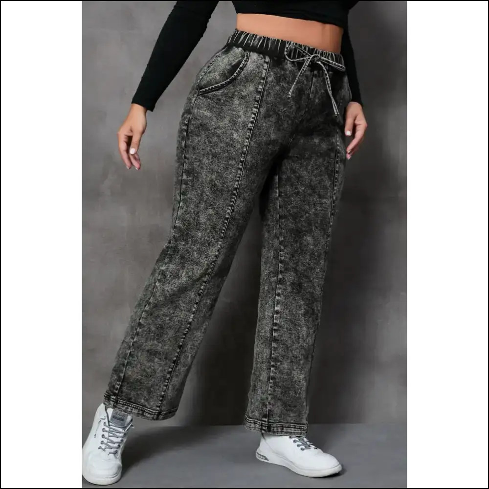 Sashay in Style: my Drawstring Pocketed Straight Jeans Got your Back! ππ - on Sale Worldwide Shipping