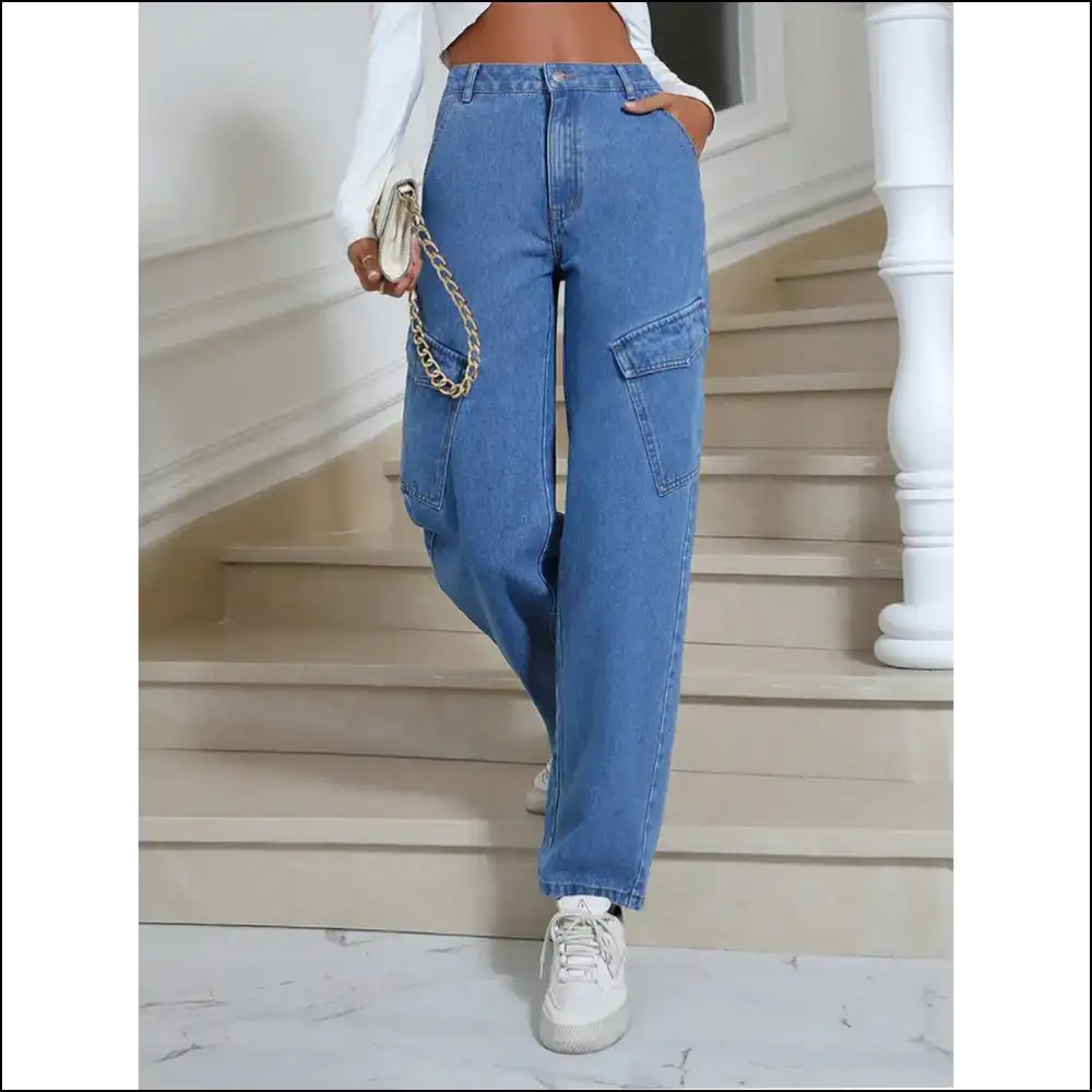 Sassy High Waist Straight Leg Jeans: Confidence that Packs a Pocket Punch! ππ - Jeans on Sale Worldwide Shipping