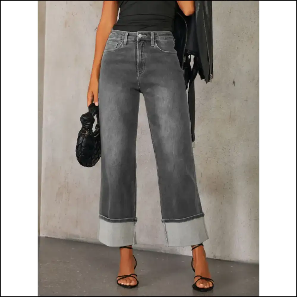 Sassy High Waisted Straight Leg Jeans: Jeans that Dare to Care! ππβ¨ - Dark / s - on Sale Worldwide Shipping