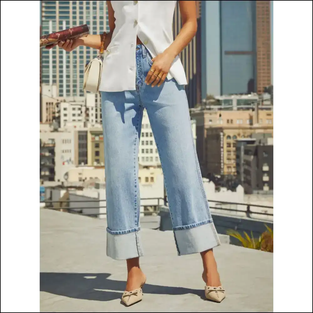 Sassy High Waisted Straight Leg Jeans: Jeans that Dare to Care! ππβ¨ - Light / Xl - on Sale Worldwide Shipping