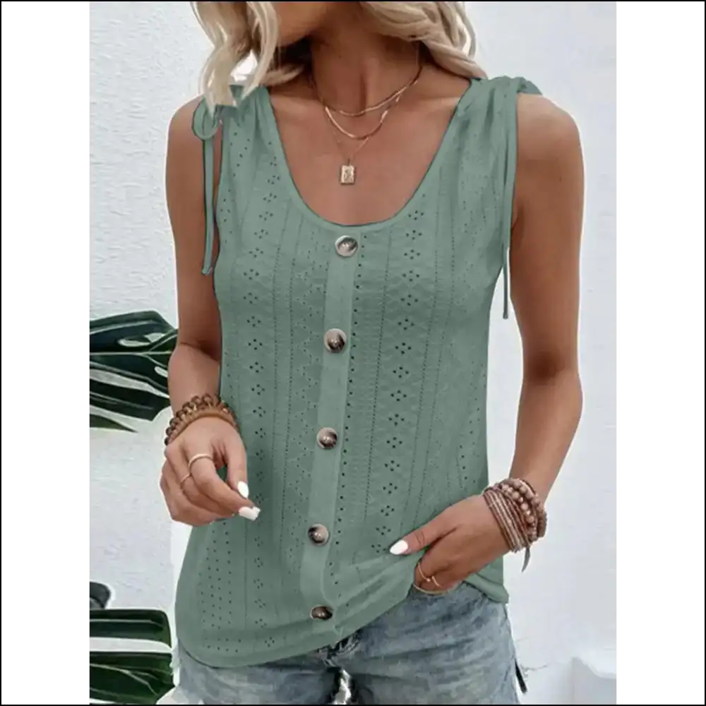 Scoop Neck Sleeveless Plaid Tank Top - Gum Leaf / s - Tops on Sale Worldwide Shipping