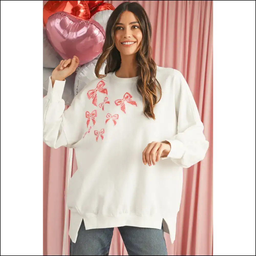 Sequin Sweatshirt: Bow Down Bitches ✨ (glamorous White Sequin) - Sweatshirts & Hoodies on Sale Worldwide Shipping