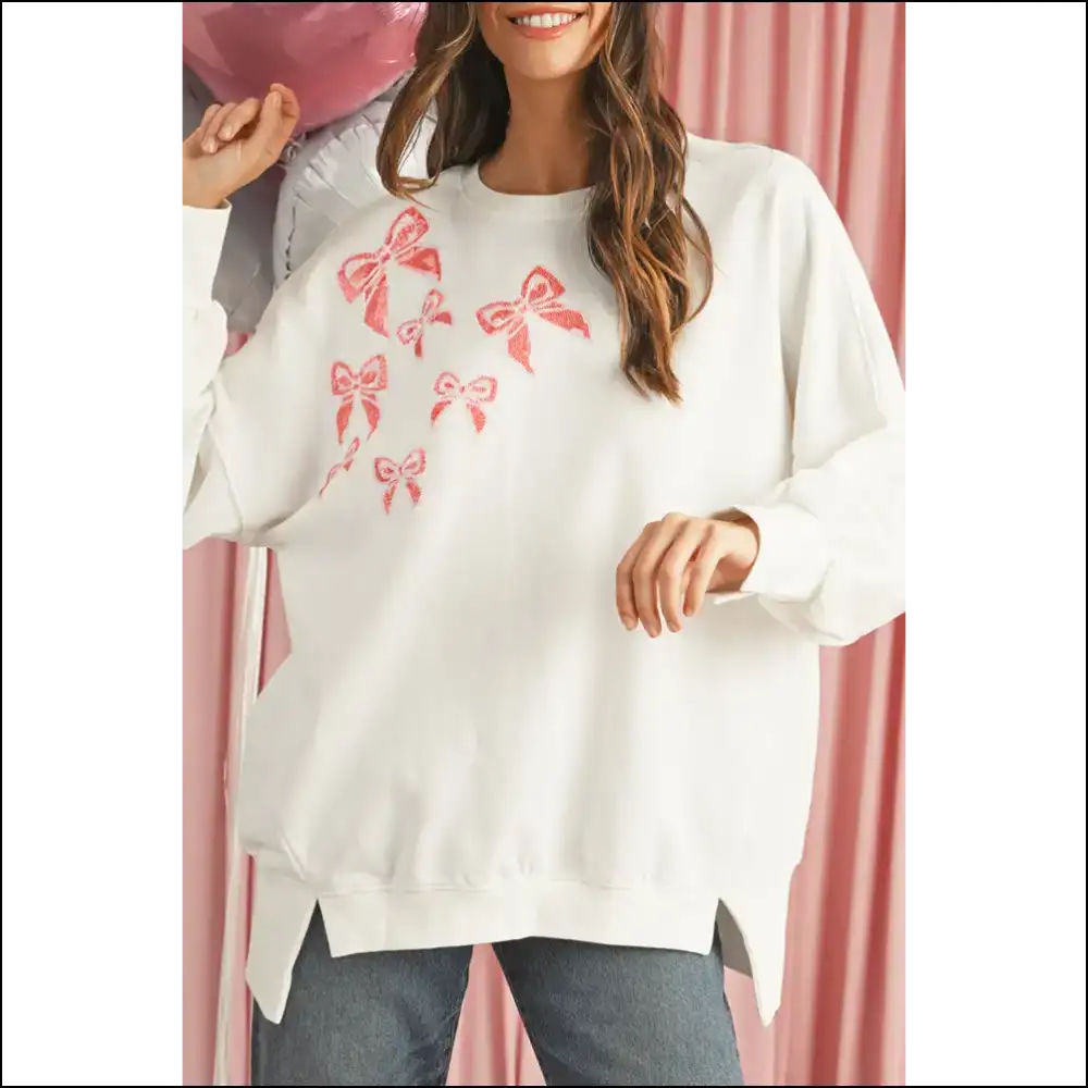Sequin Sweatshirt: Bow Down Bitches ✨ (glamorous White Sequin) - s - Sweatshirts & Hoodies on Sale Worldwide Shipping