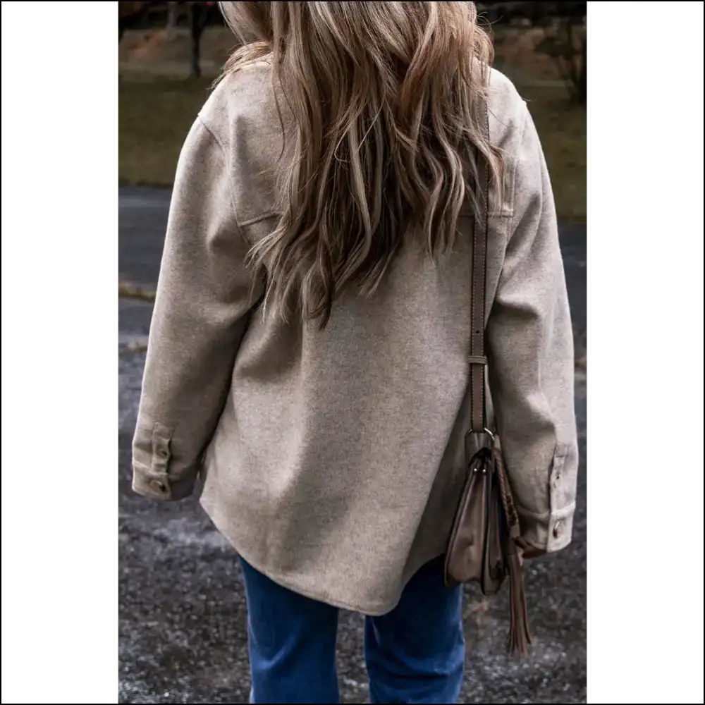 Shacket Happens: Needful Things Light Grey Flap Pockets - Jackets Outerwear on Sale Worldwide Shipping
