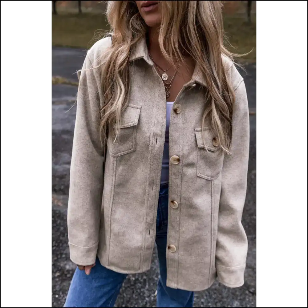 Shacket Happens: Needful Things Light Grey Flap Pockets - s - Jackets Outerwear on Sale Worldwide Shipping