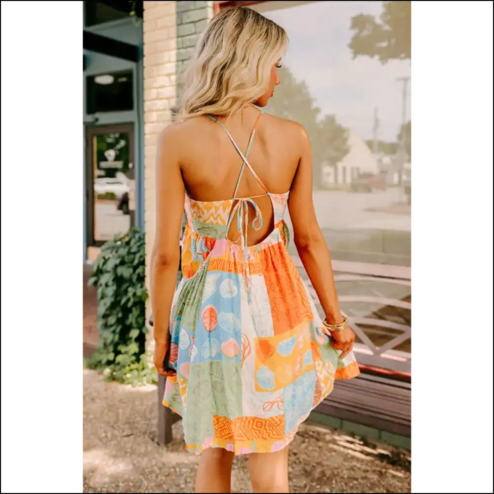 Shell Yeah! Orange Print Dress from Needful Things! 🧡 Backless & Boobtastic! - Short Dresses on Sale Worldwide Shipping