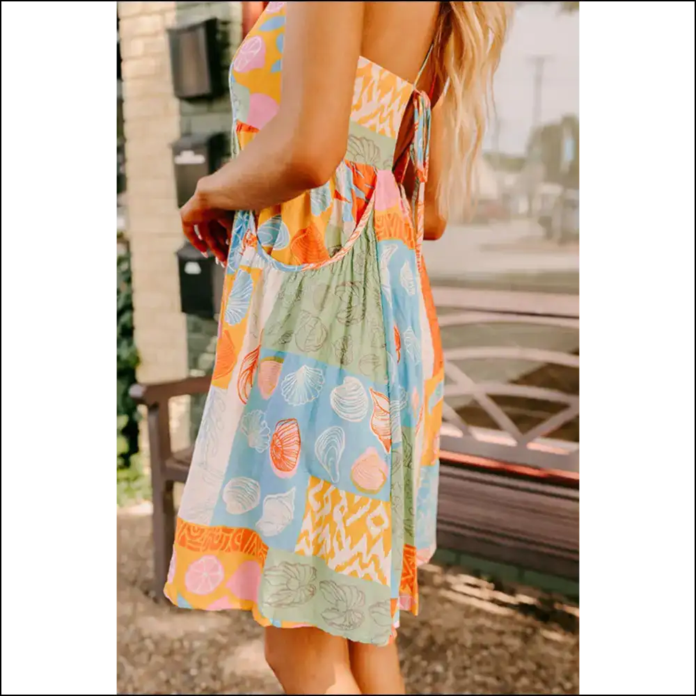 Shell Yeah! Orange Print Dress from Needful Things! 🧡 Backless & Boobtastic! - Short Dresses on Sale Worldwide Shipping
