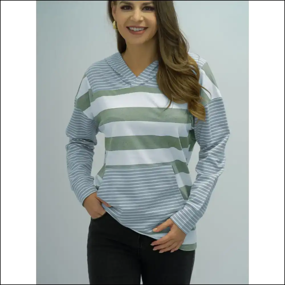 Shiny Striped Long Sleeve Hoodie for Women - Hoodies Sweatshirts & on Sale Worldwide Shipping