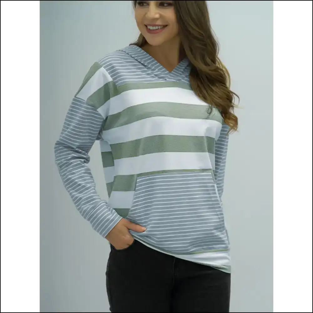 Shiny Striped Long Sleeve Hoodie for Women - Hoodies Sweatshirts & on Sale Worldwide Shipping
