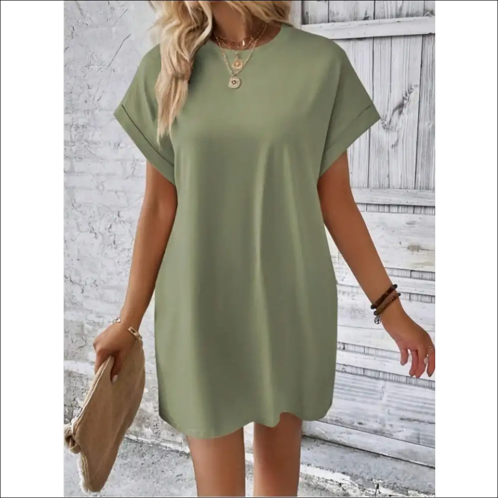 Chic Short Sleeve Mini Tee Dress with Pockets - Dresses on Sale Worldwide Shipping