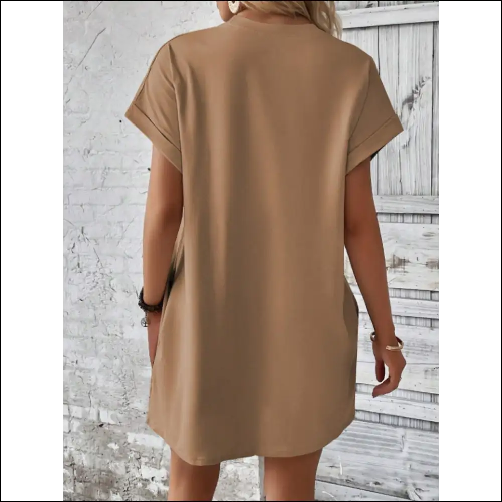 Chic Short Sleeve Mini Tee Dress with Pockets - Dresses on Sale Worldwide Shipping
