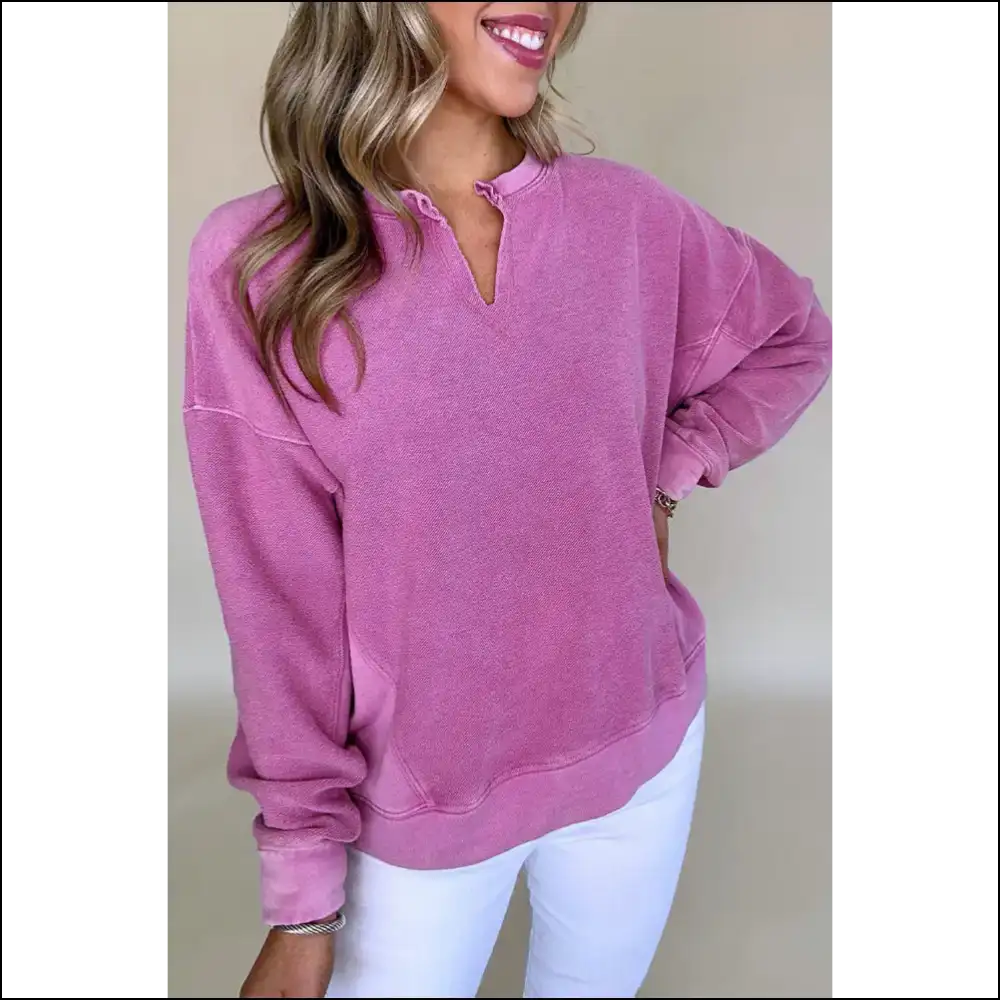 Skobeloff Notched Neck: Lounging Slaying Daily - Bright Pink / s - Sweatshirts & Hoodies on Sale Worldwide Shipping