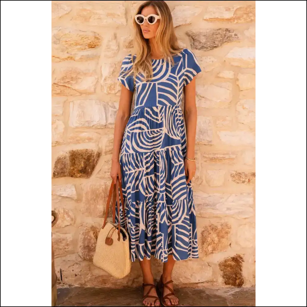 Sky Blue Boho Abstract Dress: from ?Mehβ to ?Omgoddess!β π Needful Things - Midi Dresses on Sale Worldwide Shipping