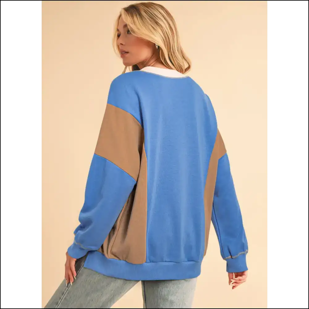 Sky Blue Colorblock: Oversized?. (needful Things) ๐โ๏ธ - Sweatshirts & Hoodies on Sale Worldwide Shipping