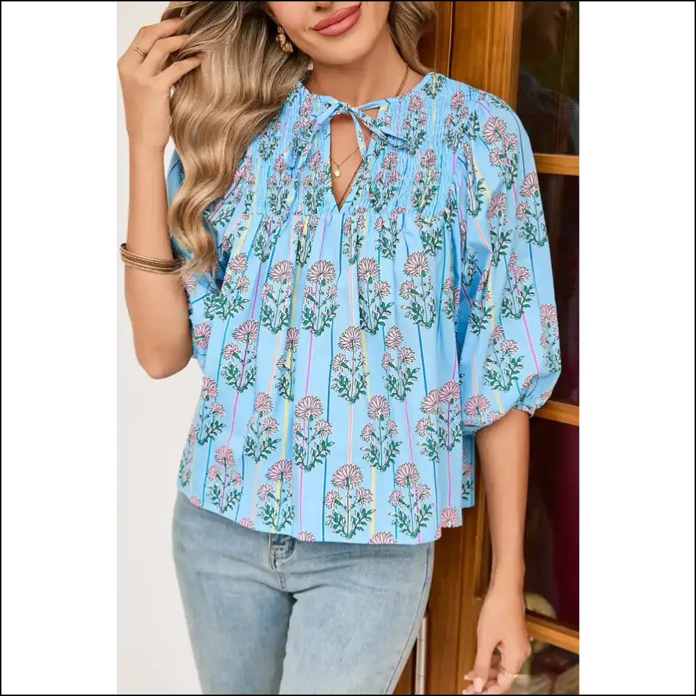 Sky Blue Floral: from ?Blah’ to ?Babe’ 😜 - Needful Things - Blouses on Sale Worldwide Shipping