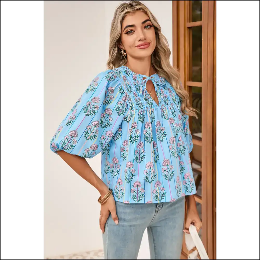 Sky Blue Floral: from ?Blah’ to ?Babe’ 😜 - Needful Things - Blouses on Sale Worldwide Shipping