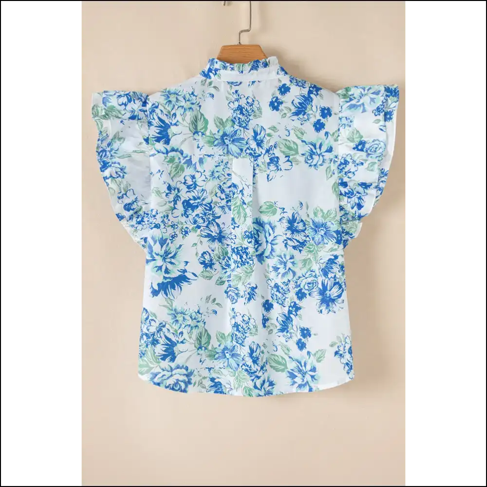 Sky Blue Floral Shirt your Closet will Thank - Blouses on Sale Worldwide Shipping
