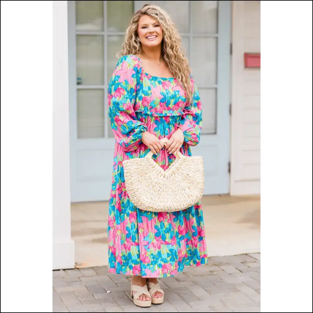 Sky Blue Floral Size Maxi Dress: Bloom Baby Bloom! 🌼 Needful Things - Plus Dresses on Sale Worldwide Shipping