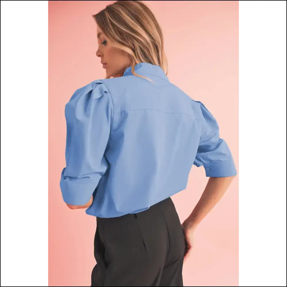 Sky Blue Puff Sleeve: Warning May Cause Staring! π Needful Things - Blouses on Sale Worldwide Shipping