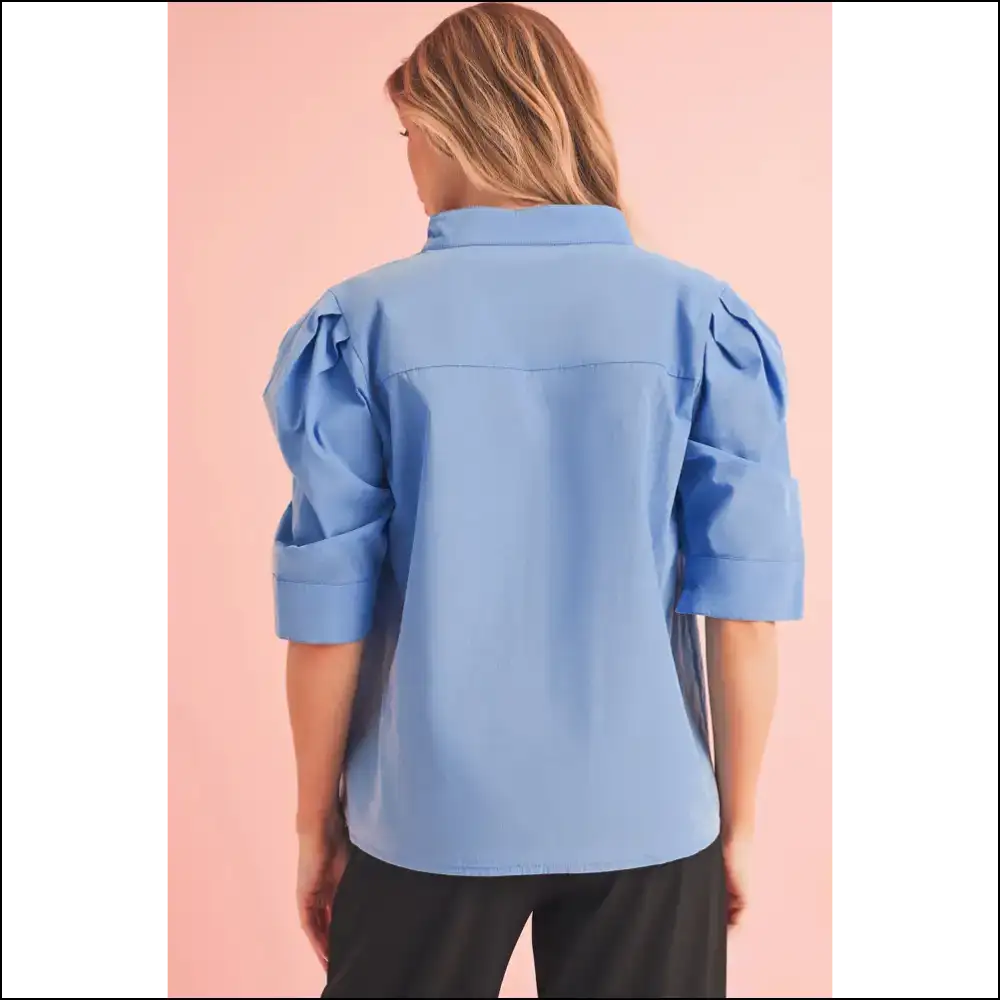 Sky Blue Puff Sleeve: Warning May Cause Staring! π Needful Things - Blouses on Sale Worldwide Shipping