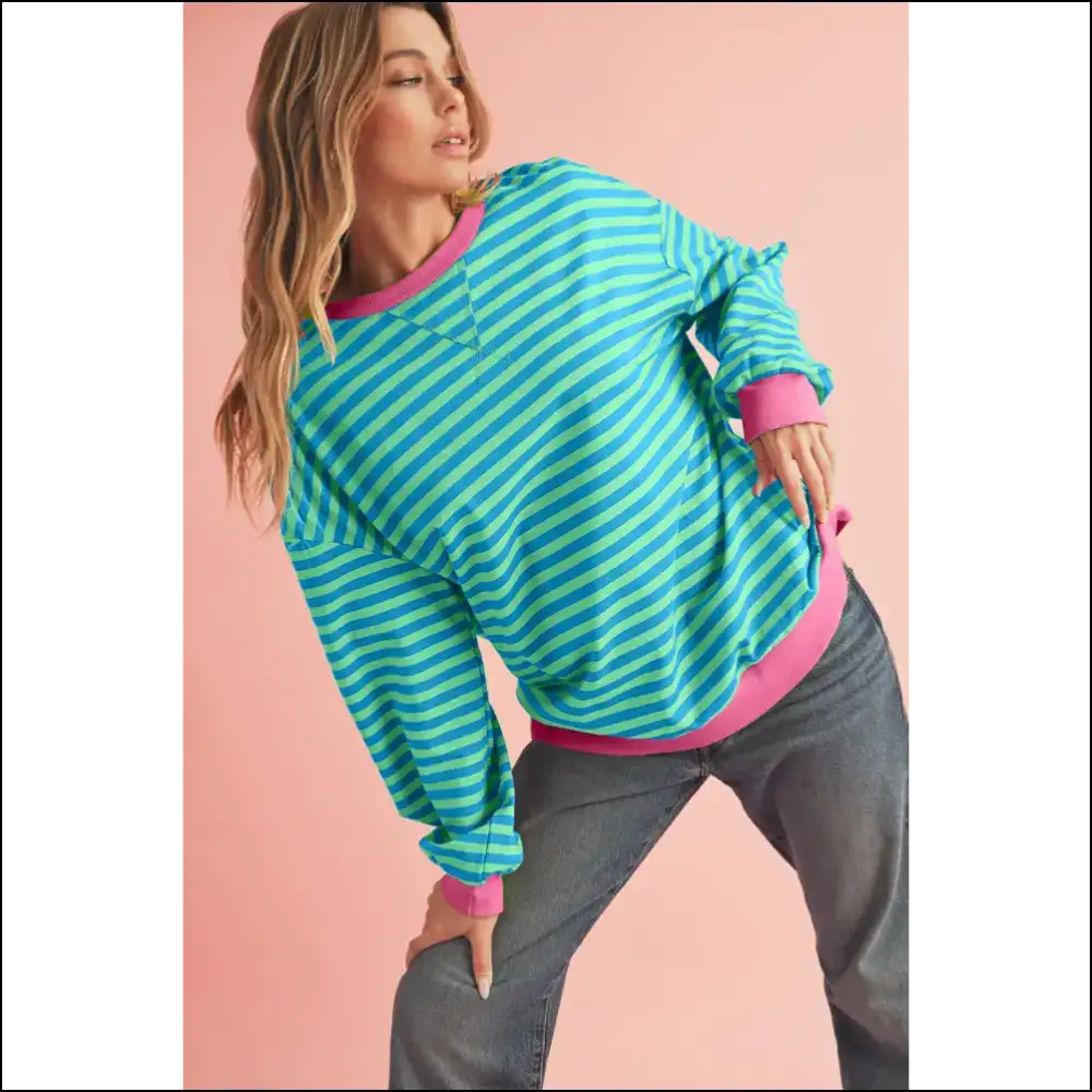 Sky Blue Stripe Pullover: Comfy and Stylish (finally!) - Red / s - Sweatshirts & Hoodies on Sale Worldwide Shipping