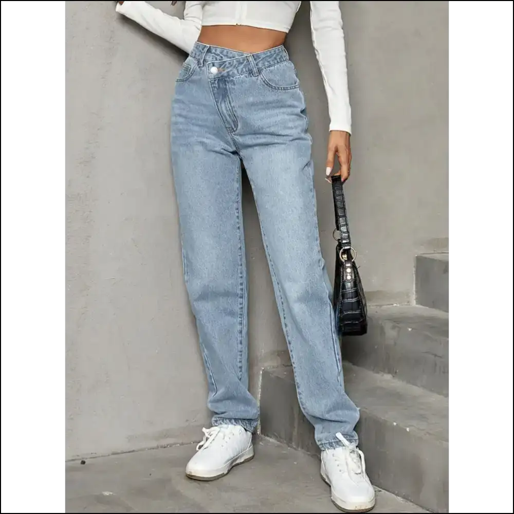 Slay in Chic Asymmetrical Waist Jeans: who Needs Symmetry Anyway? π - Light / Xs - Jeans on Sale Worldwide Shipping