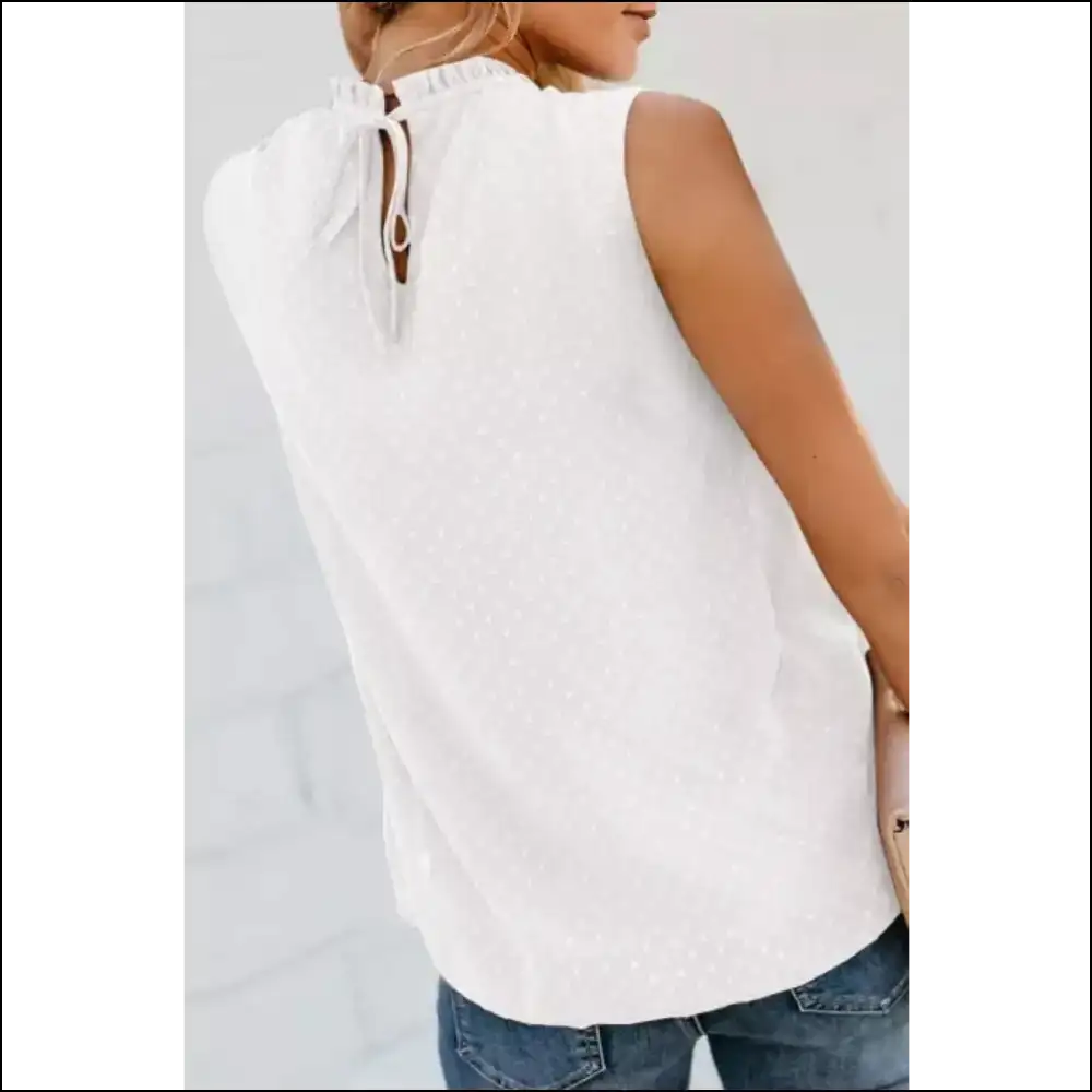 Smocked Tie Back Frill Trim Tank Top - Tops on Sale Worldwide Shipping