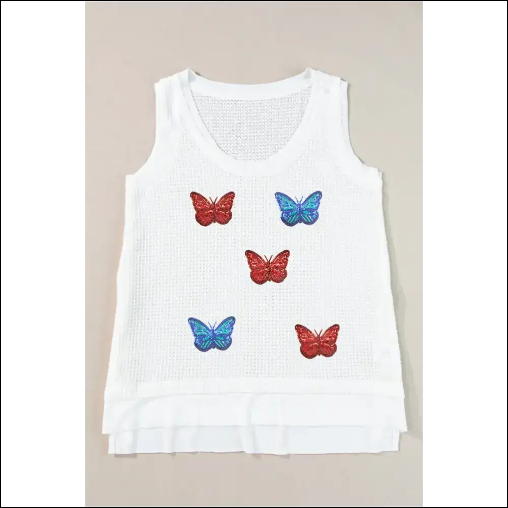 Sparkling Sequin Butterfly Tank Top - Tops on Sale Worldwide Shipping